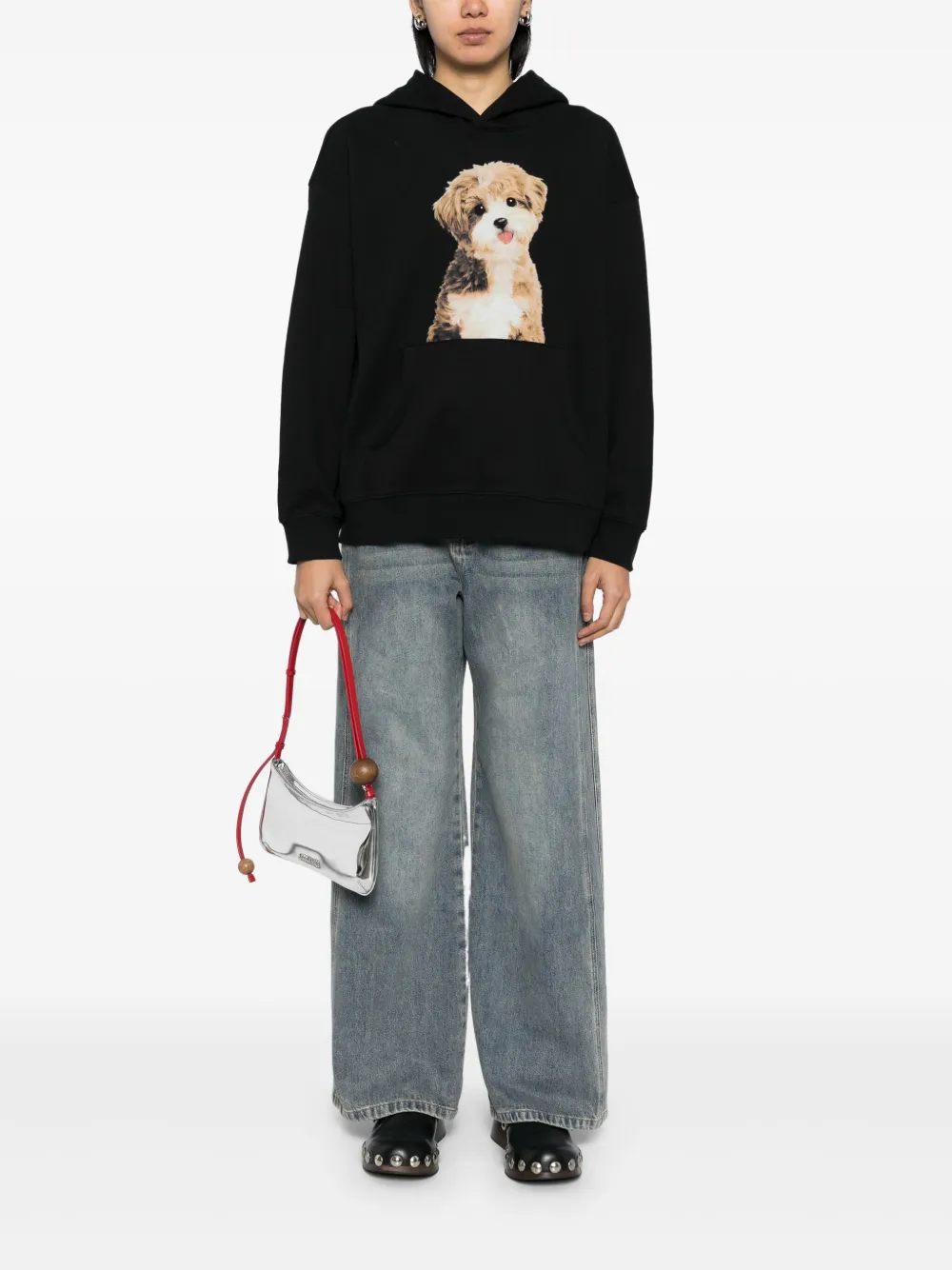 b+ab Hoodie met print - Zwart