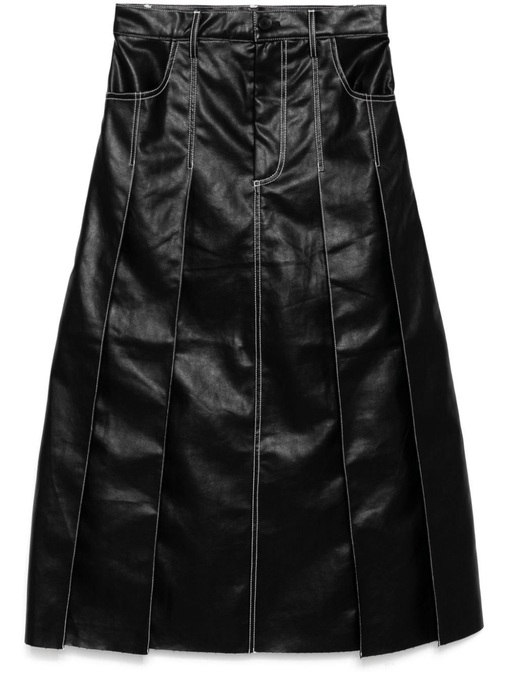 contrast stitching midi skirt