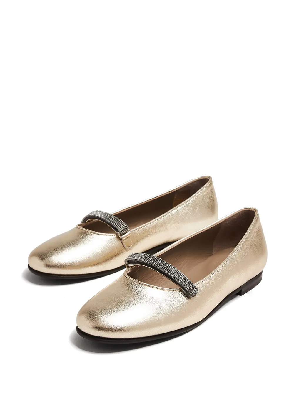Brunello Cucinelli Monili Ballerina Shoes In Gold