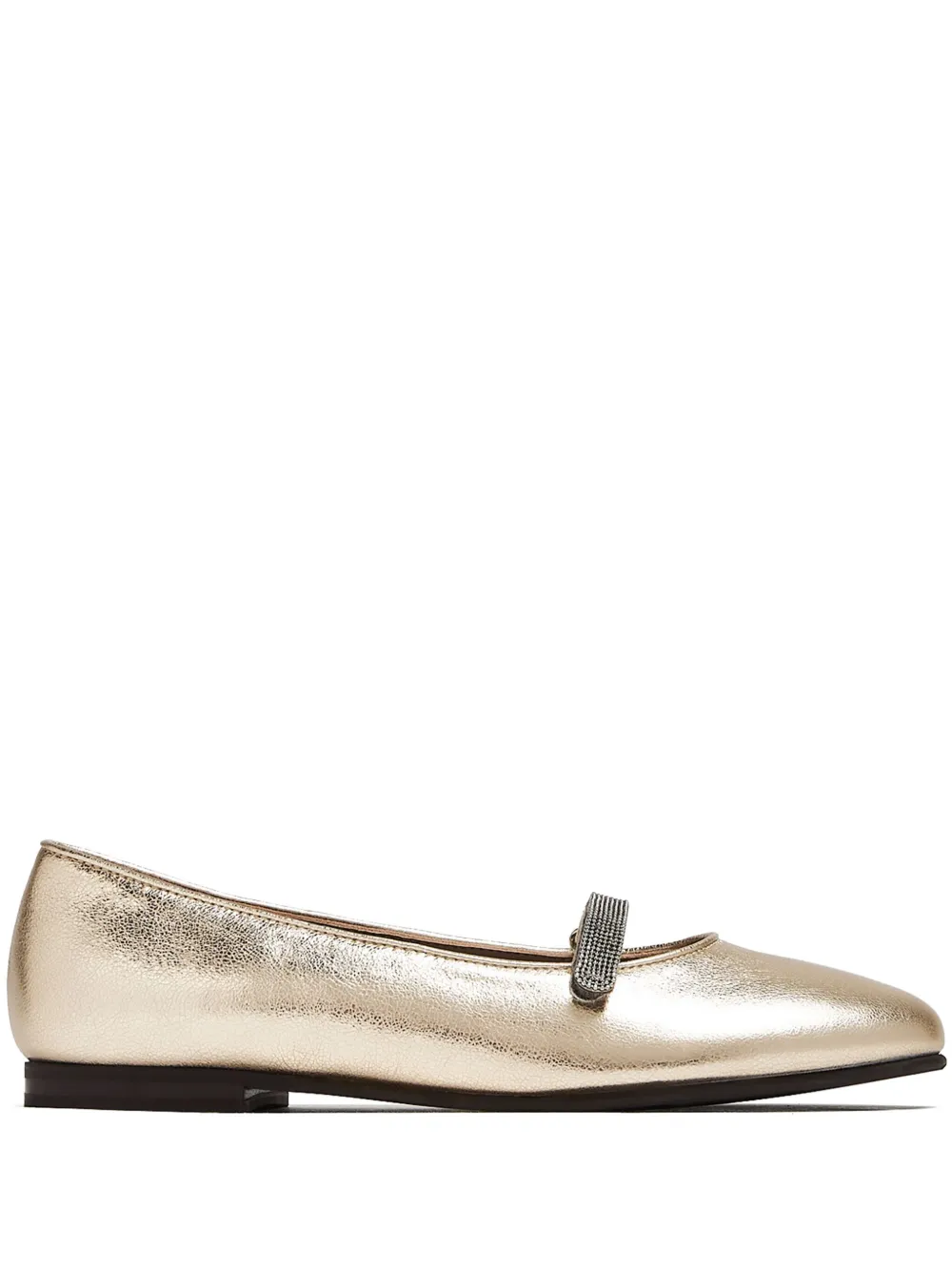 Brunello Cucinelli Kids' Monili-embellished Ballet Flats In Gold