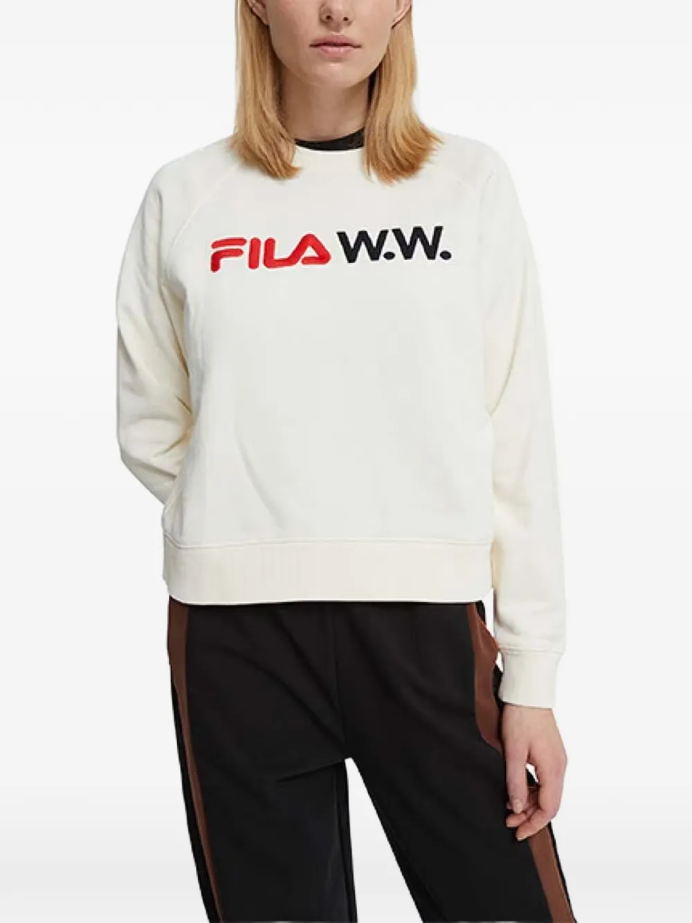 Fila Chest Logo Crew Neck Sweatshirt In White