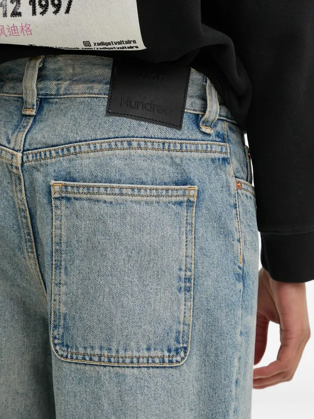 Won Hundred Jeans met logopatch en vijf zakken Blauw