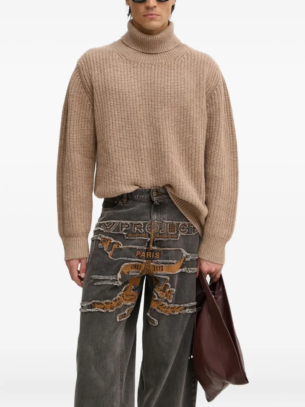 Won Hundred pull côtelé à col roulé | tons neutres | Image 1