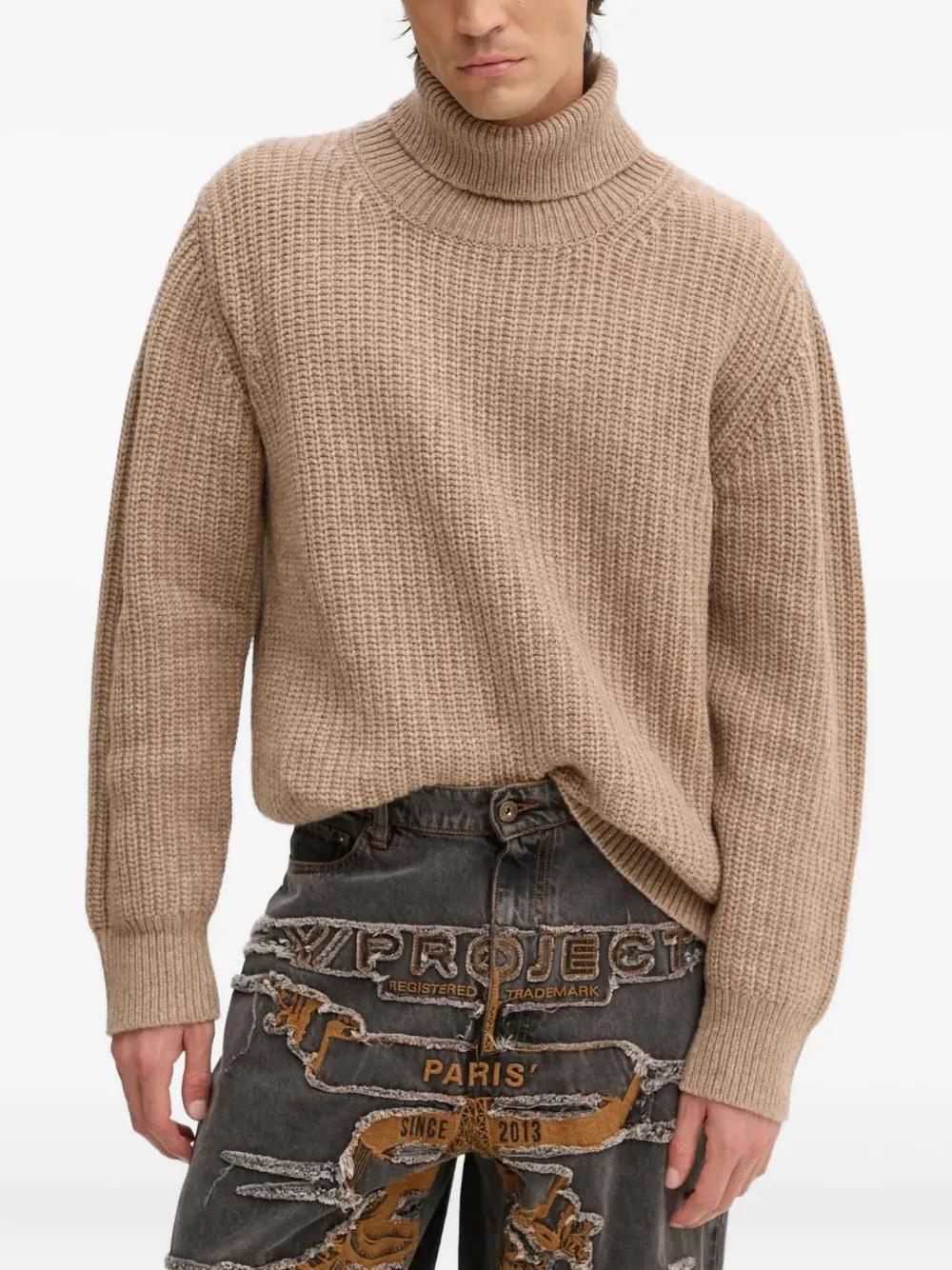 Won Hundred Ribgebreide coltrui Beige