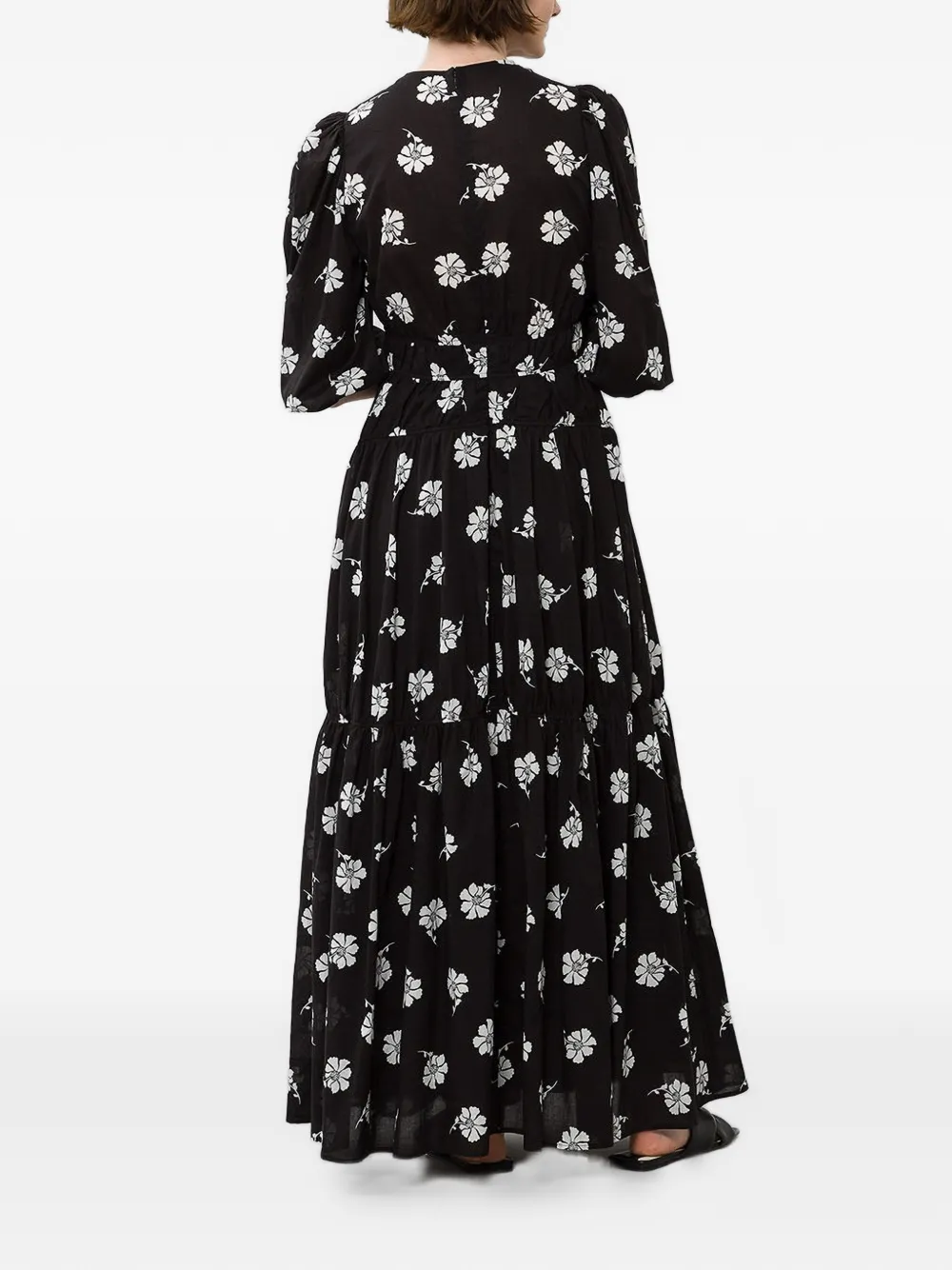 IVY OAK Derja gelaagde maxi-jurk met bloemen Zwart