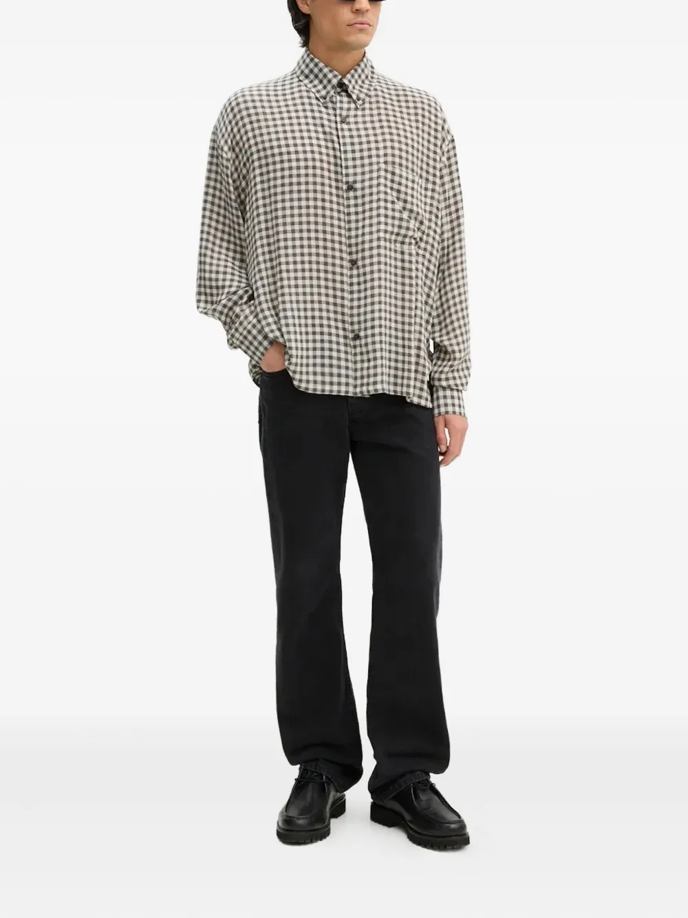 Won Hundred checked chest-pocket shirt - Zwart