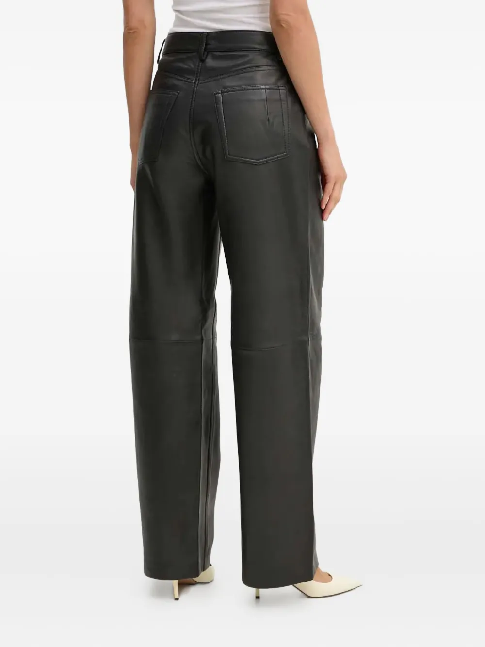 Won Hundred Pleated-front Leather Trousers In Black