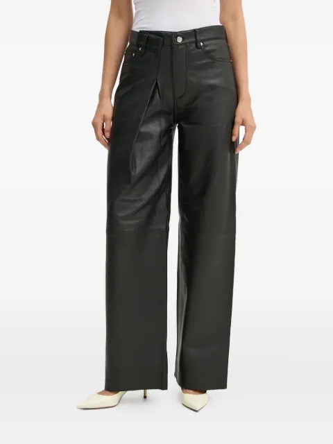 Won Hundred pleated-front leather trousers