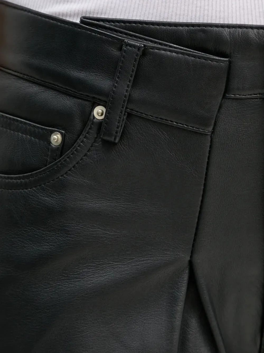Won Hundred Pleated-front Leather Trousers In Black