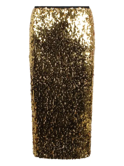 Nude sequin-embellished skirt