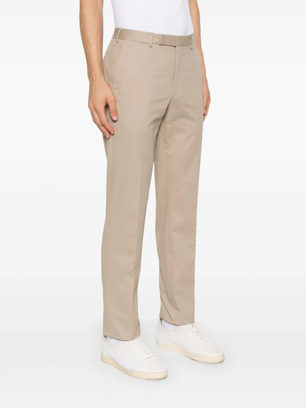 Shop Zegna Gabardine-weave Chinos In Neutrals