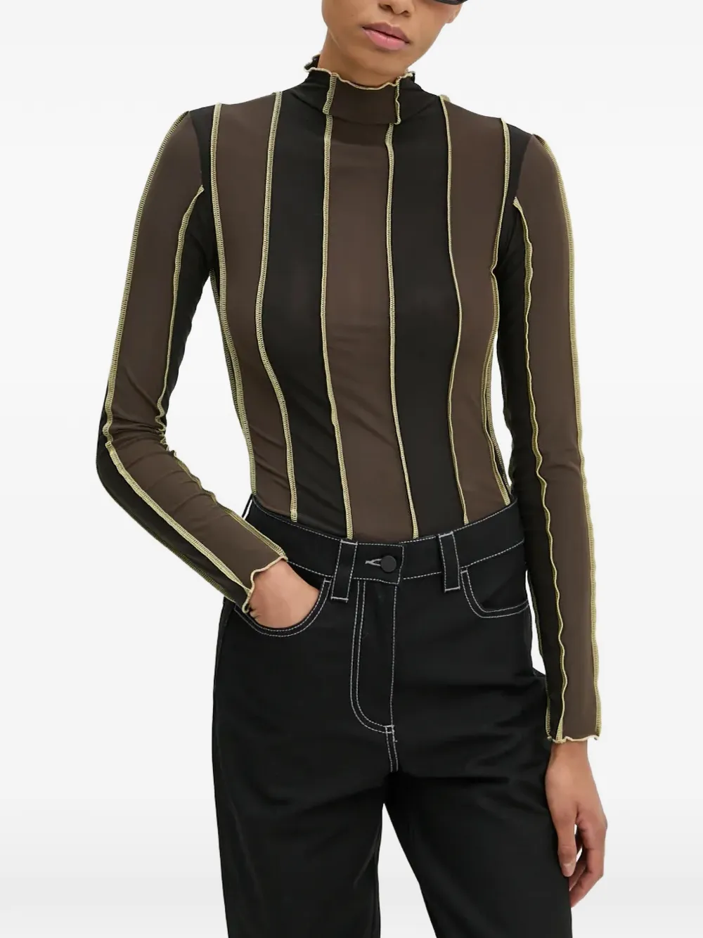 Sunnei seam-detail top - Marrone