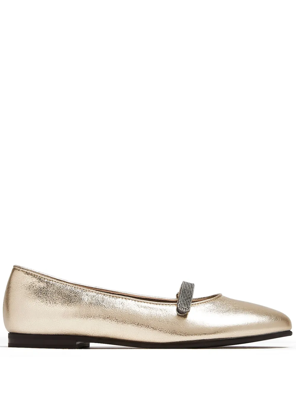 Brunello Cucinelli Kids' Monili-embellished Ballet Flats In Gold