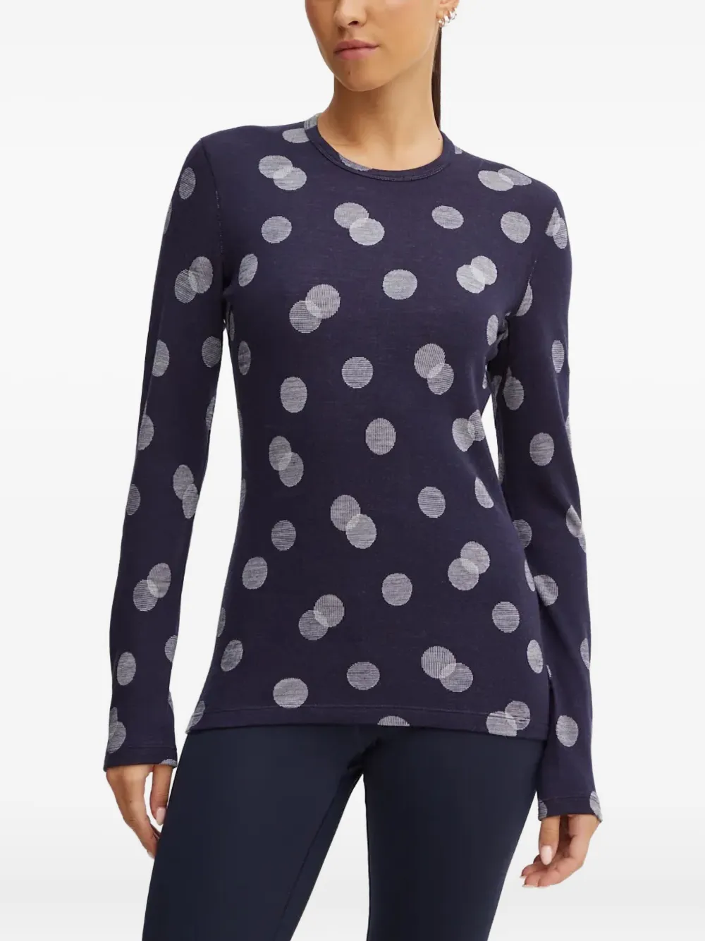icebreaker polka dot-pattern long-sleeved top | Blue | Image 1