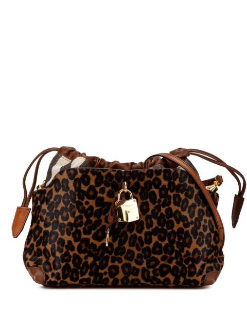 Burberry 2018-2023 Exploded Check and Leopard Ponyhair Little Crush crossbody bag Women