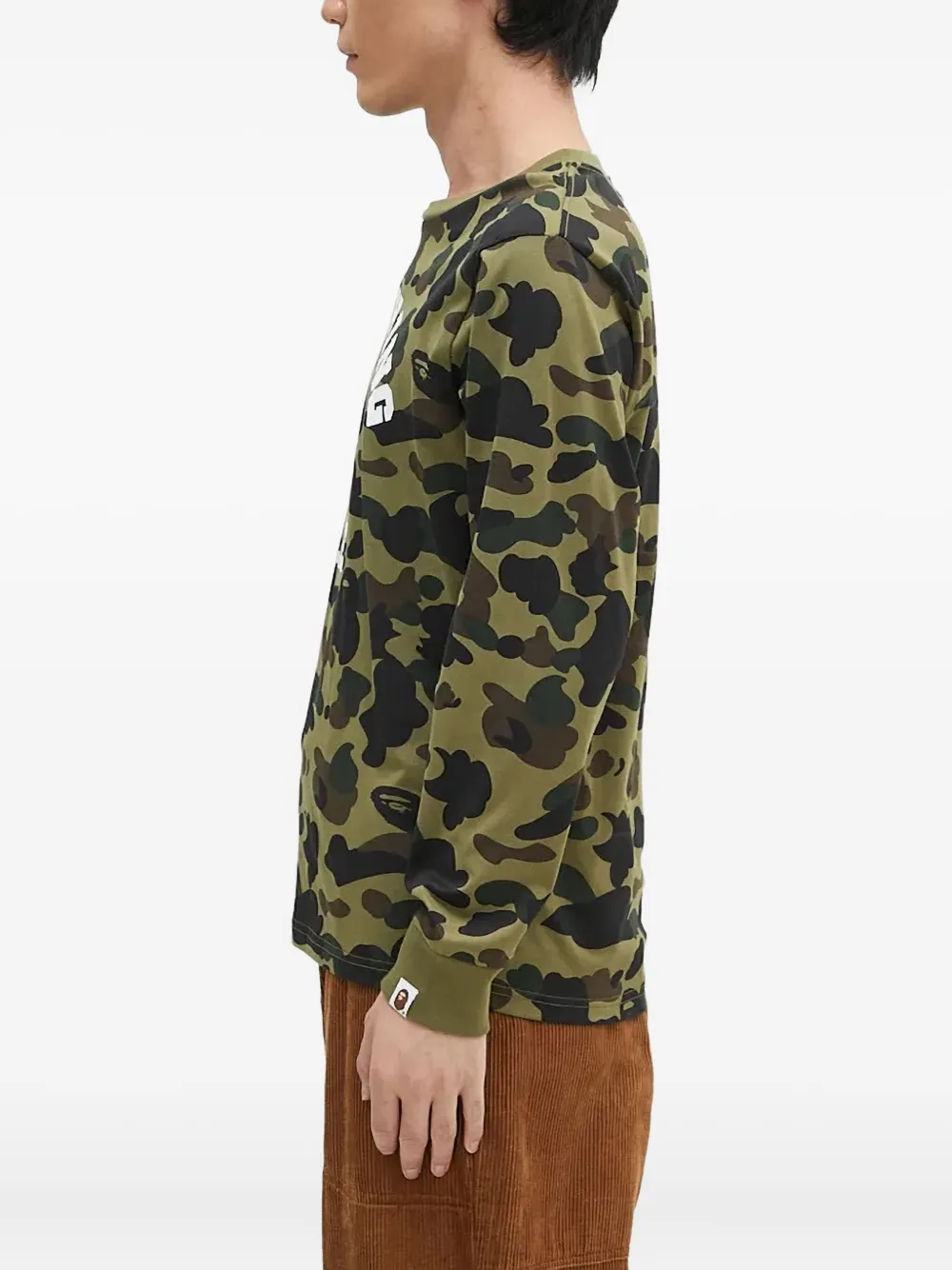 A BATHING APE T-shirt met camouflageprint en lange mouwen Groen