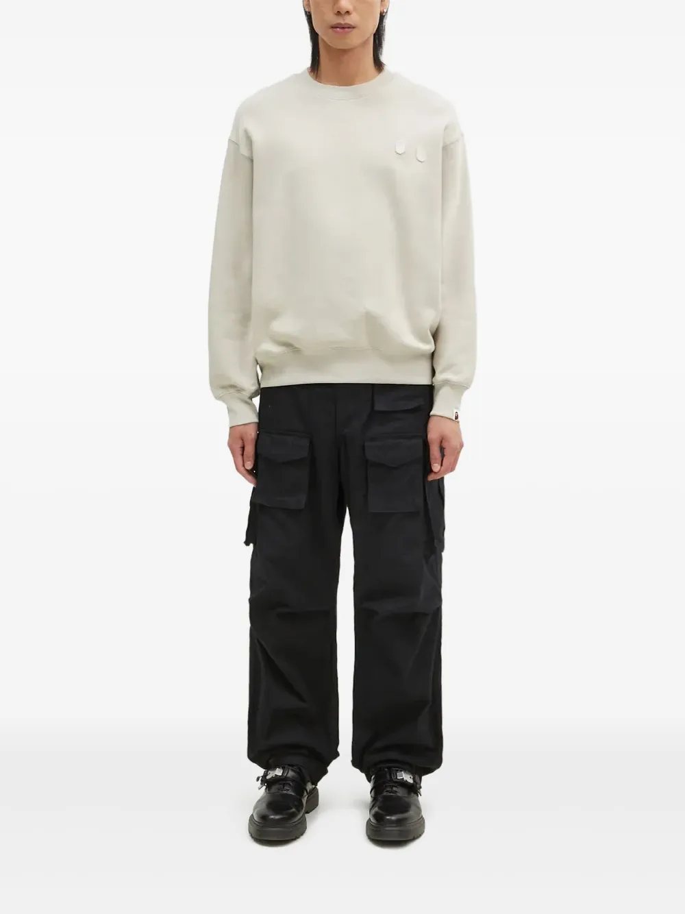 A BATHING APE® logo-embroidered crew neck sweatshirt | Neutrals | Image 1