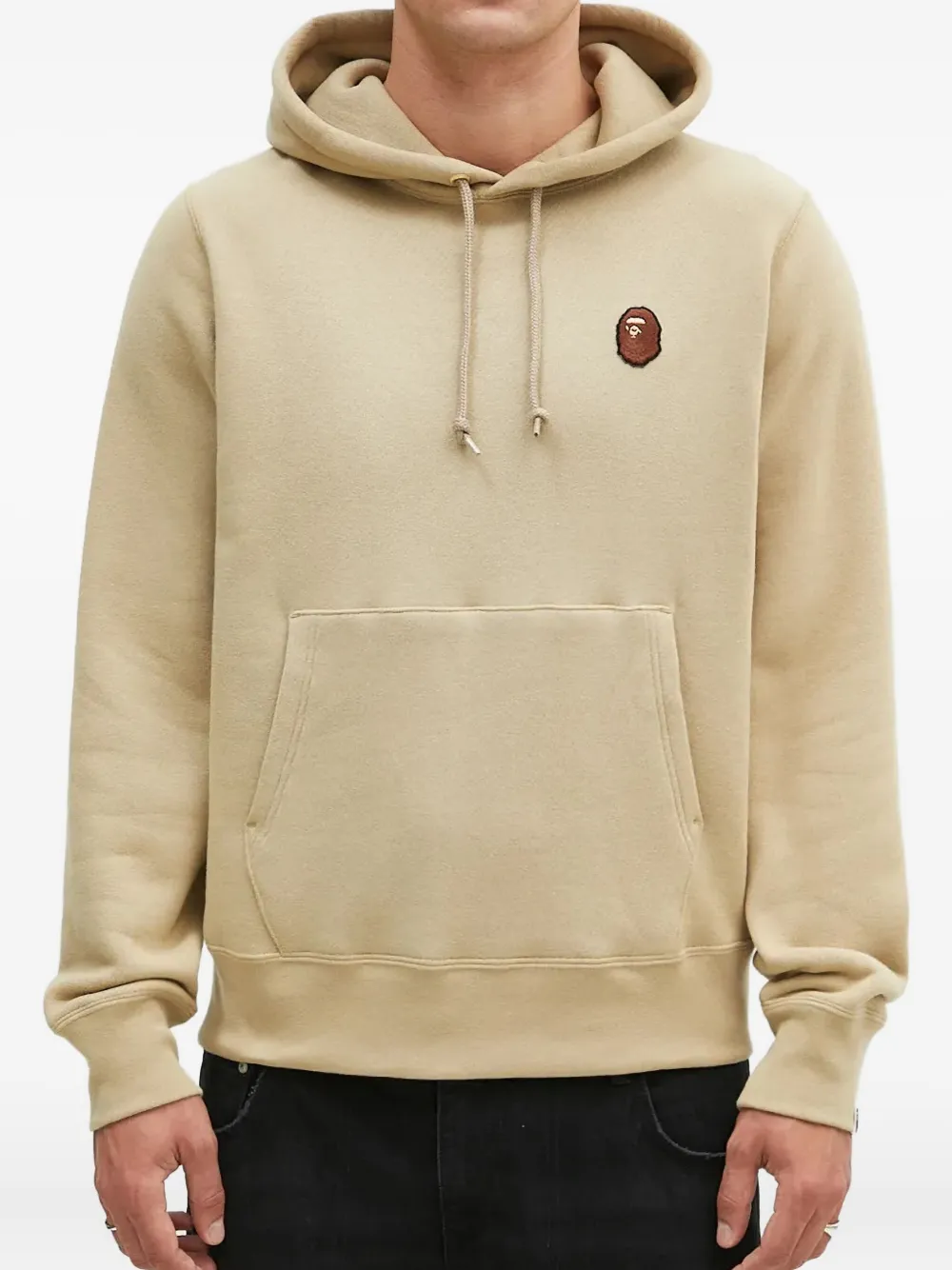 A BATHING APE Hoodie met logopatch Beige