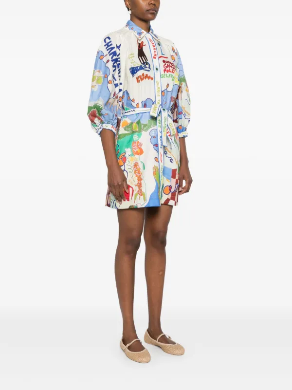alemais nadia shirt dress Nadia Hernndez Belted Printed Organic Cotton Shirt Dress
