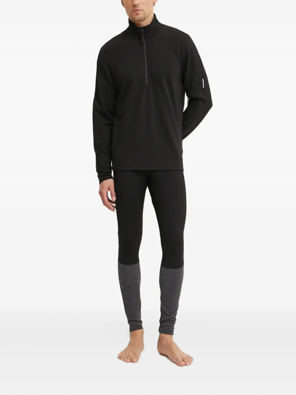 Icebreaker Sweater met ritshals - Zwart