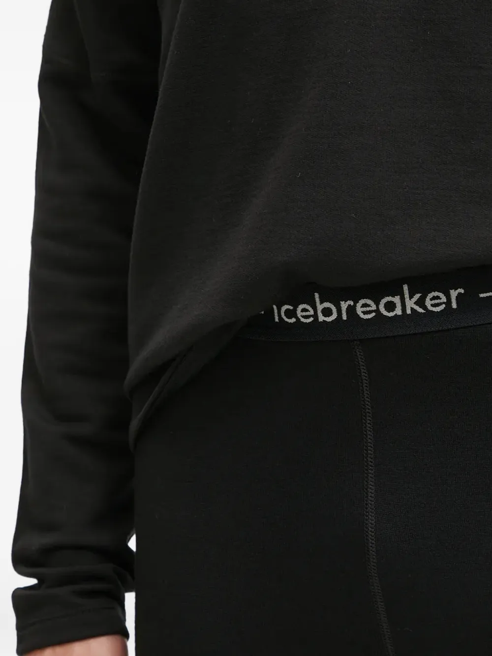 icebreaker Legging met logoband Zwart