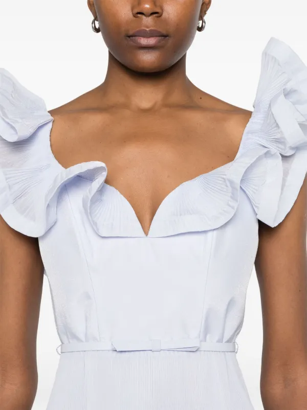 ZIMMERMANN Pleated Frill Mini Dress | Blue | FARFETCH TR