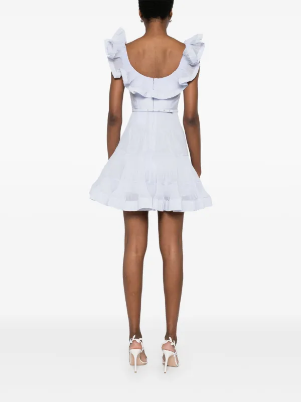 ZIMMERMANN Pleated Frill Mini Dress | Blue | FARFETCH