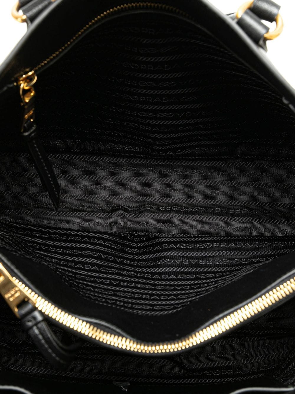 Pre-owned Prada 2000-2013 Glace Calf Embossed Logo Satchel In Black