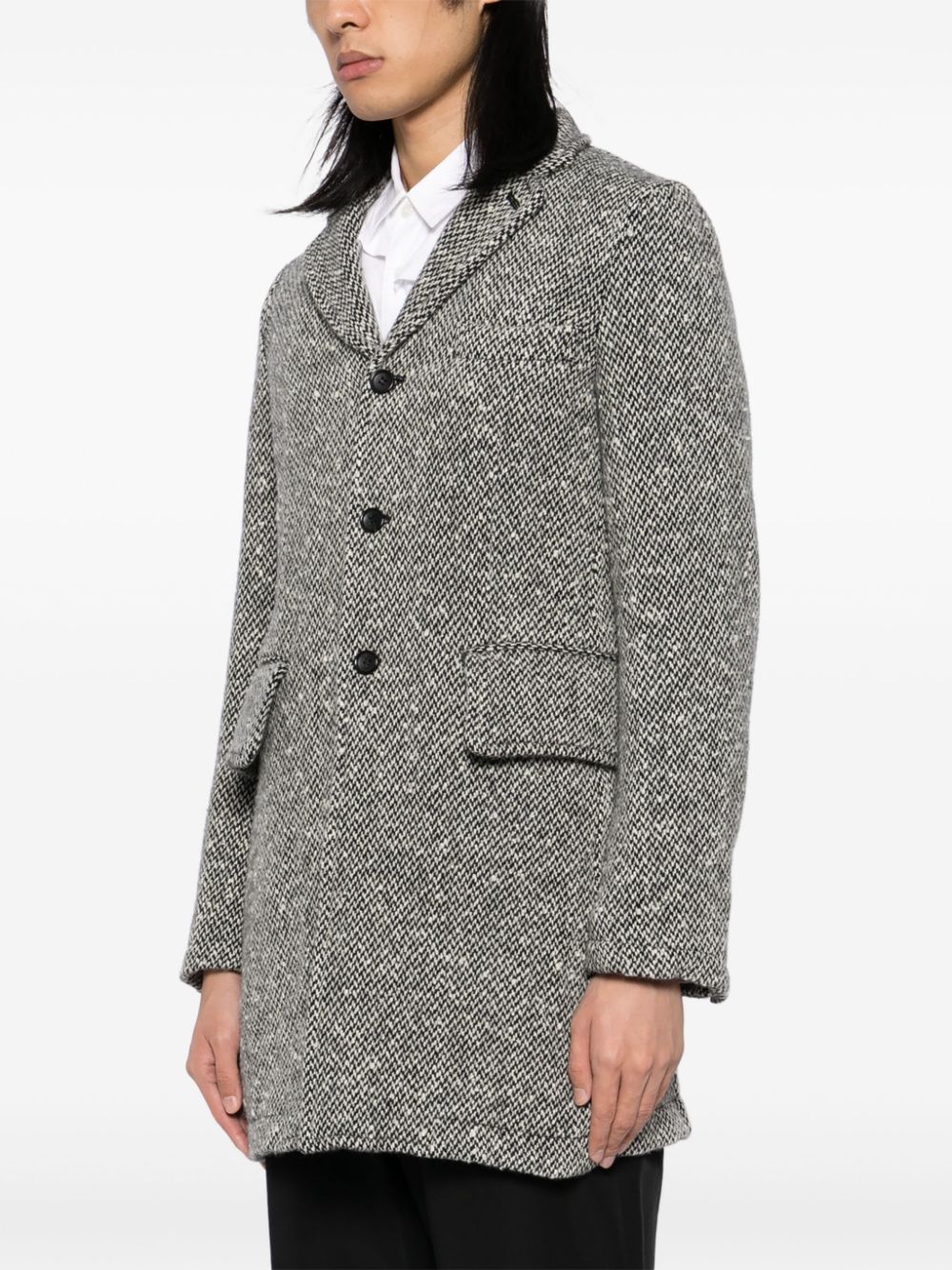 Black Comme Des Garcons herringbone tweed single-breasted coat Men