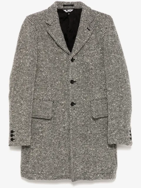 Black Comme Des Garçons herringbone tweed single-breasted coat