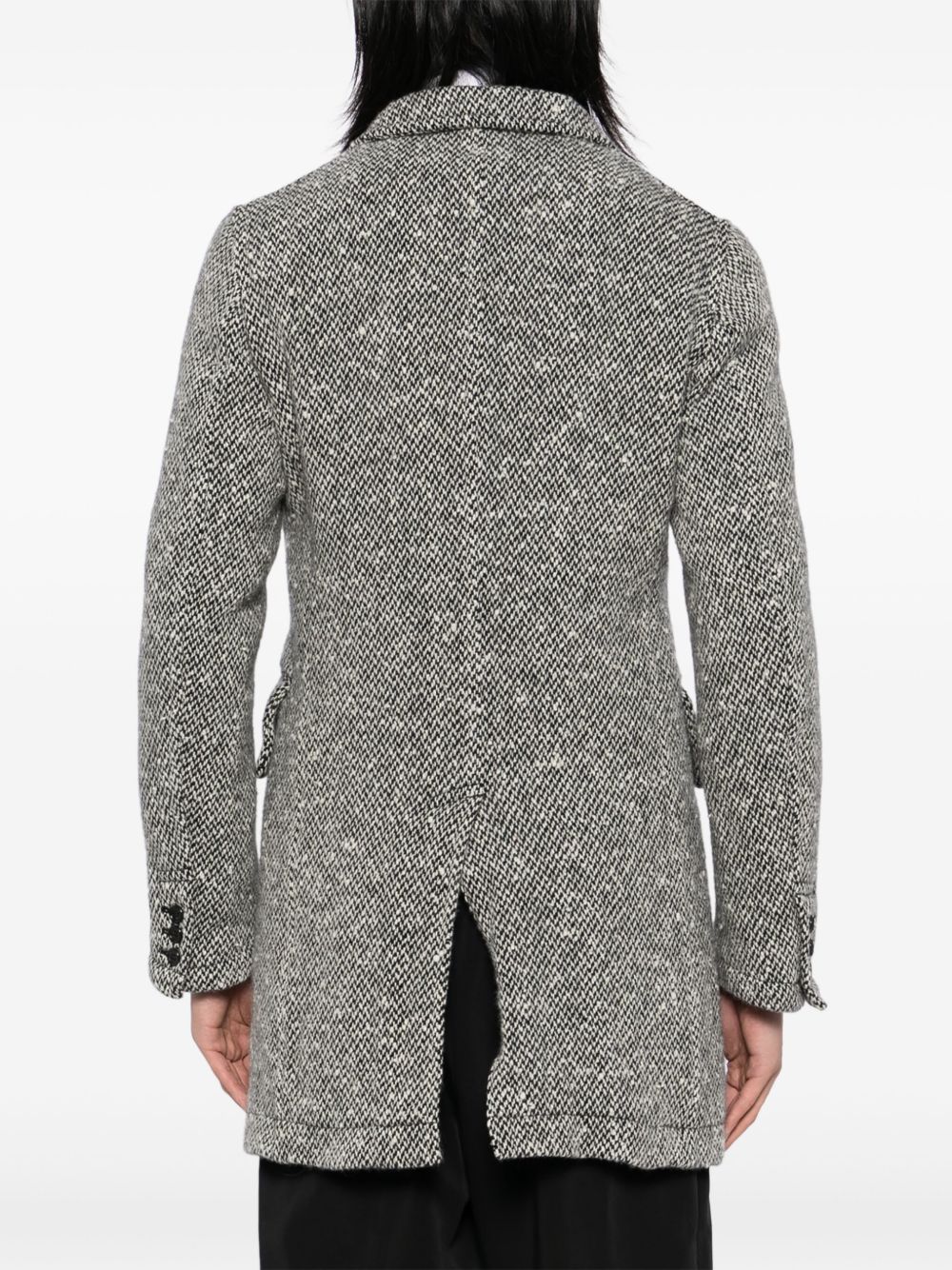 Black Comme Des Garcons herringbone tweed single-breasted coat Men