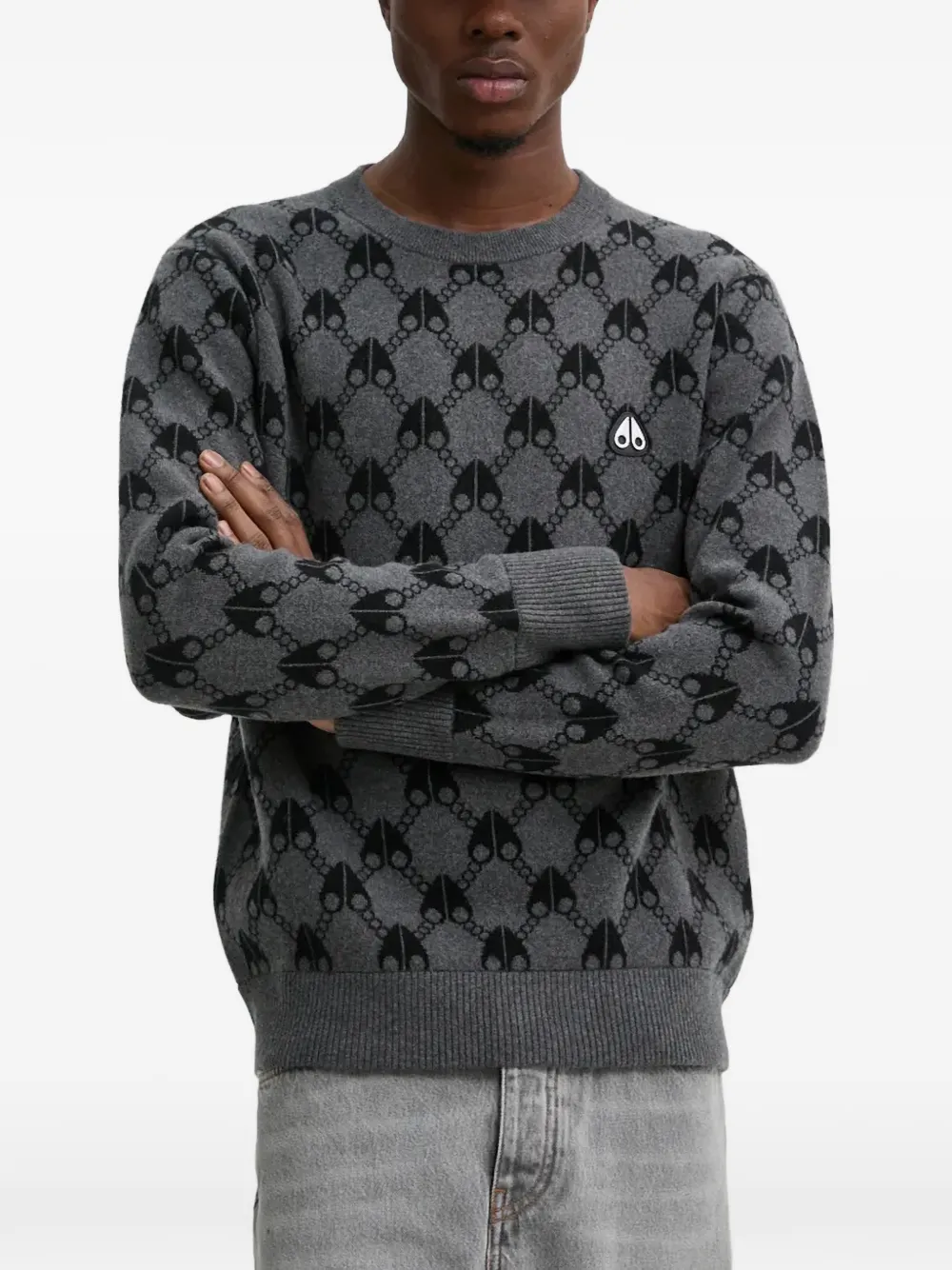Moose Knuckles logo all-over knitwear - Grigio