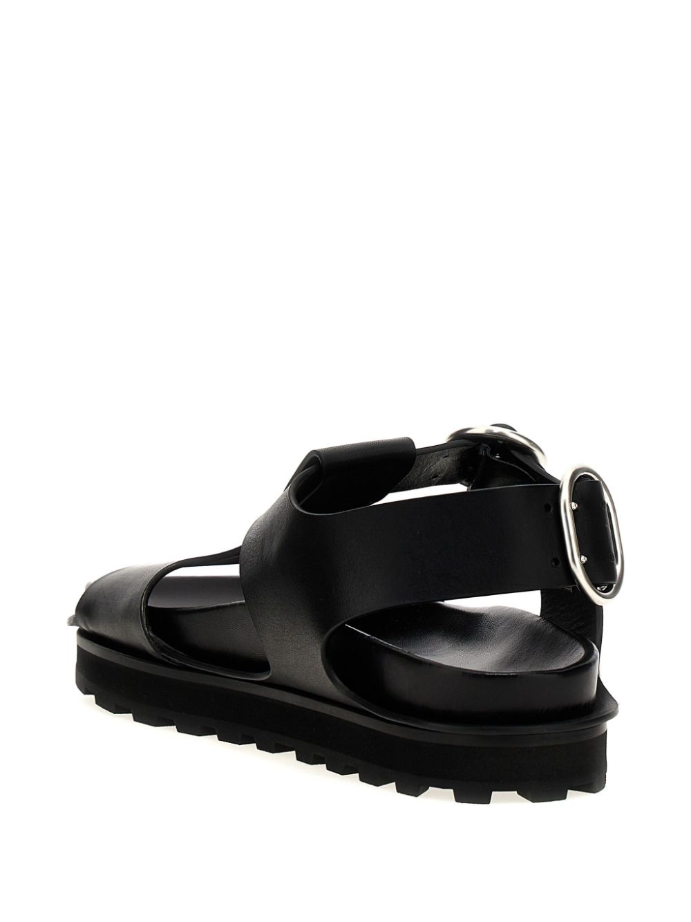 Jil Sander Leren sandalen Zwart