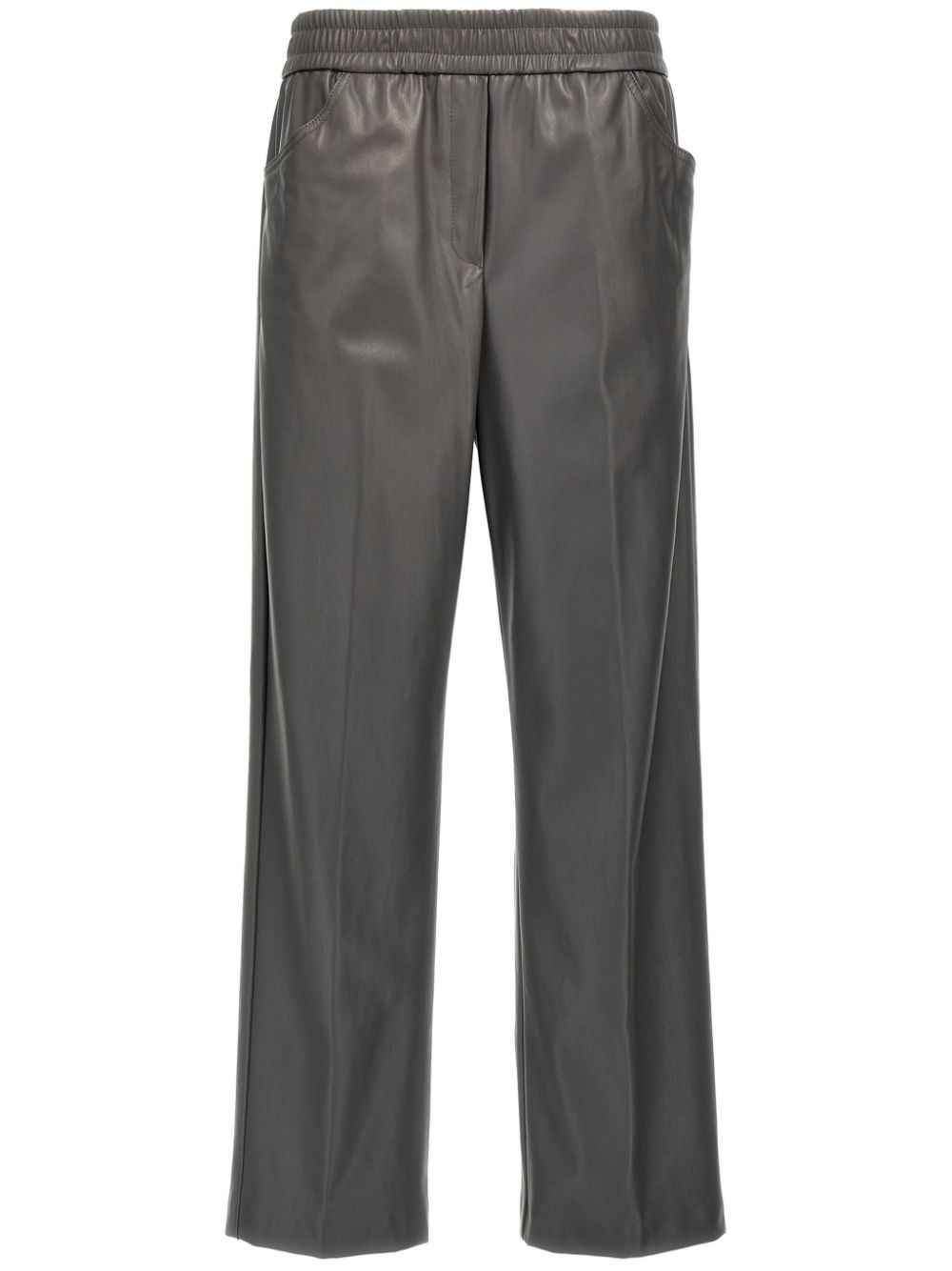 faux-leather trousers