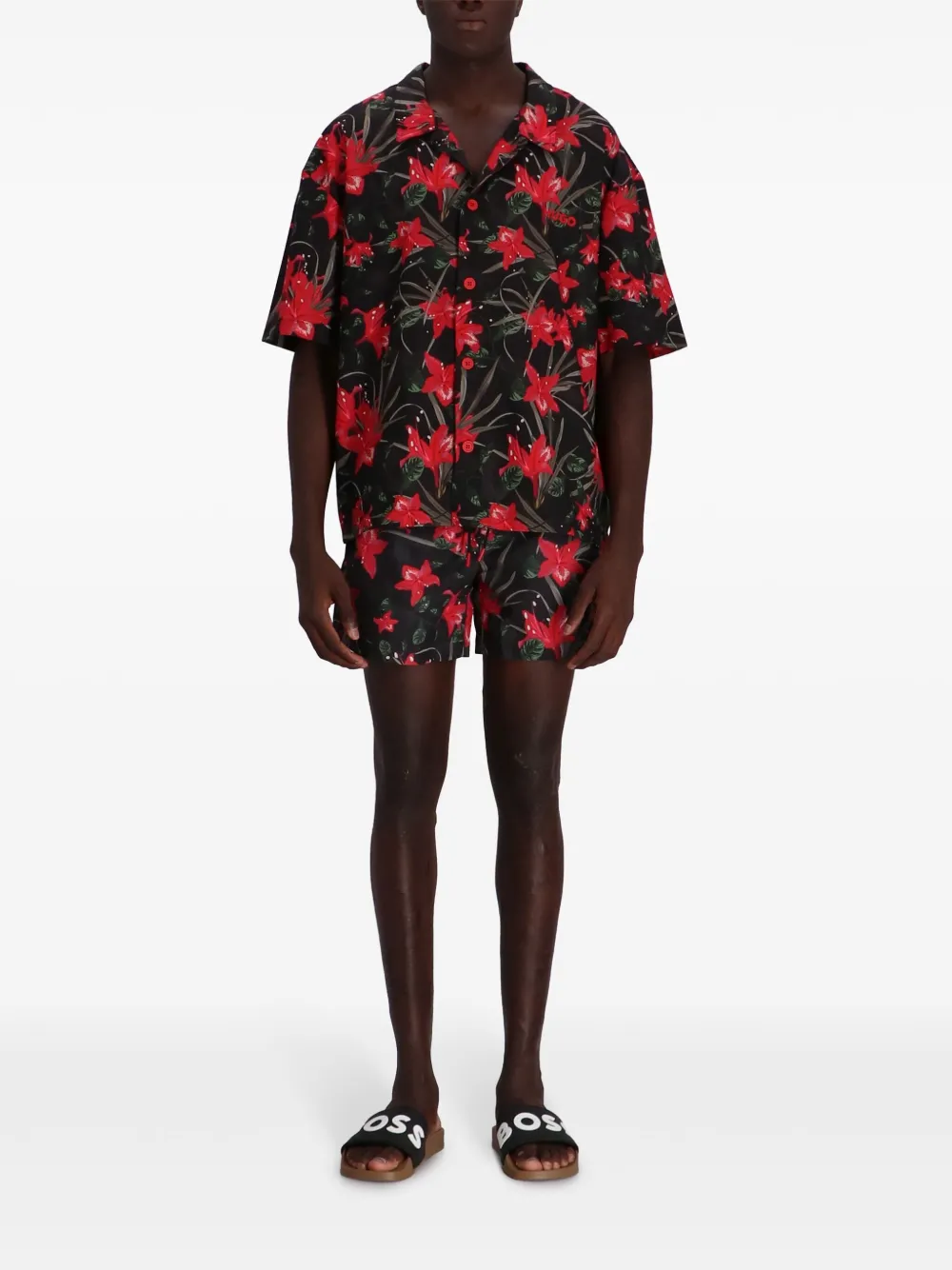 HUGO printed short-sleeve shirt - Zwart