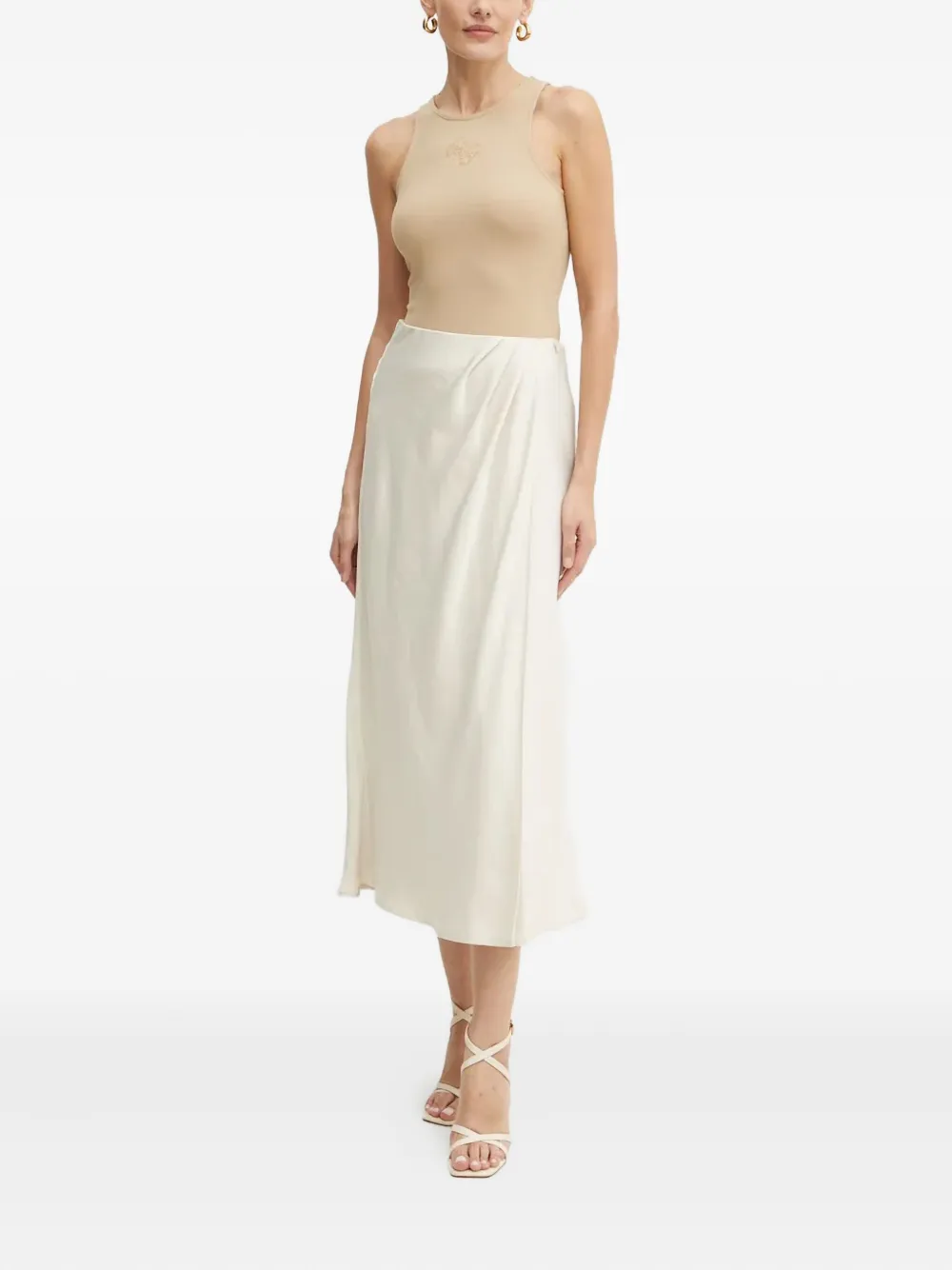 Guess Usa Wrap Midi Skirt In White