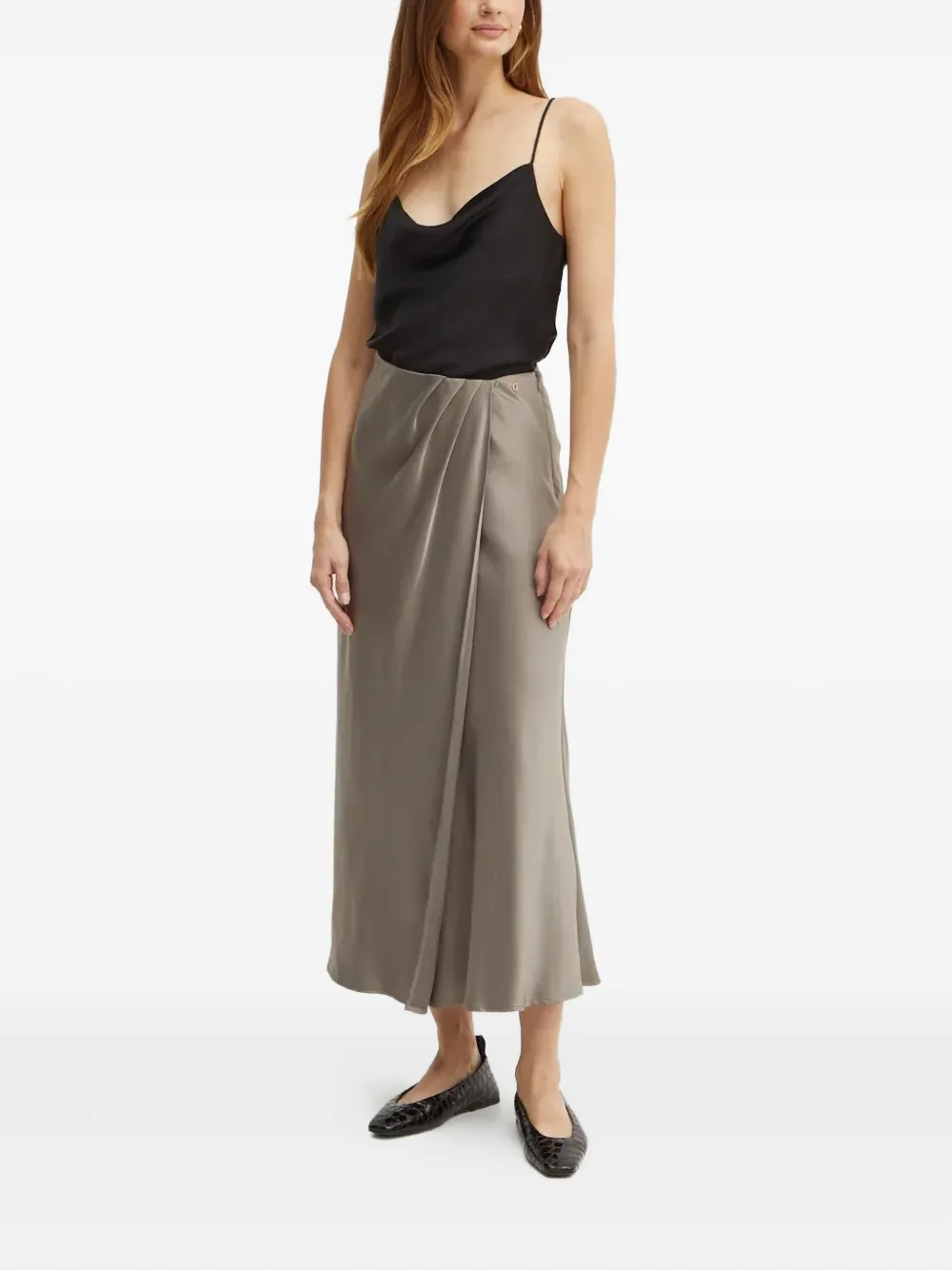 GUESS USA Midi-rok met gedrapeerd detail - Grijs