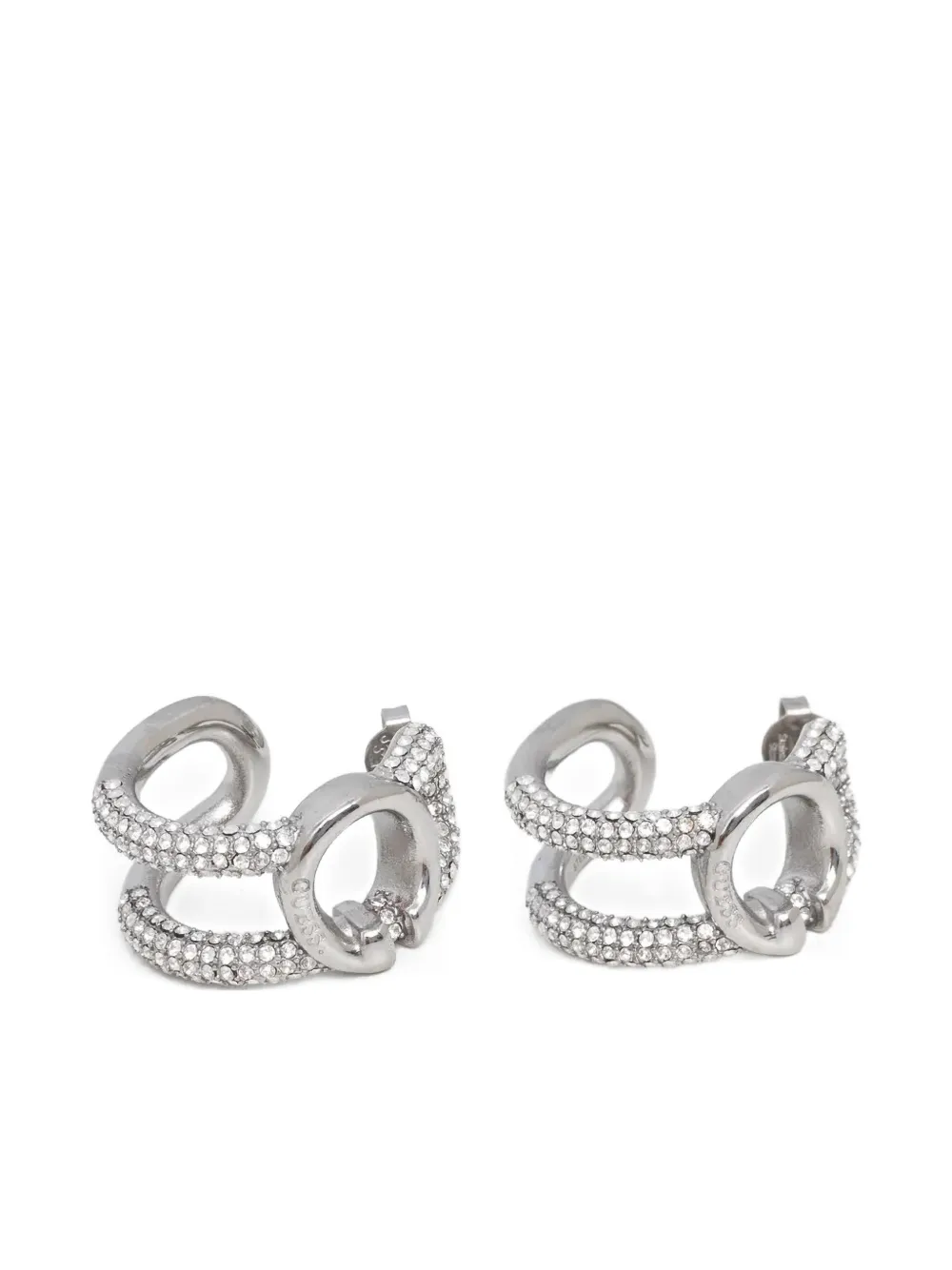 GUESS USA rhinestone-embellishment hoop earrings - Silver