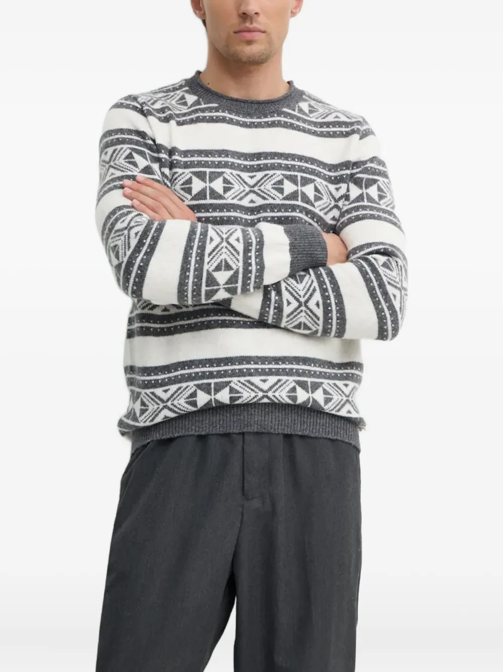 GUESS USA patterned striped sweater | White | Image 1