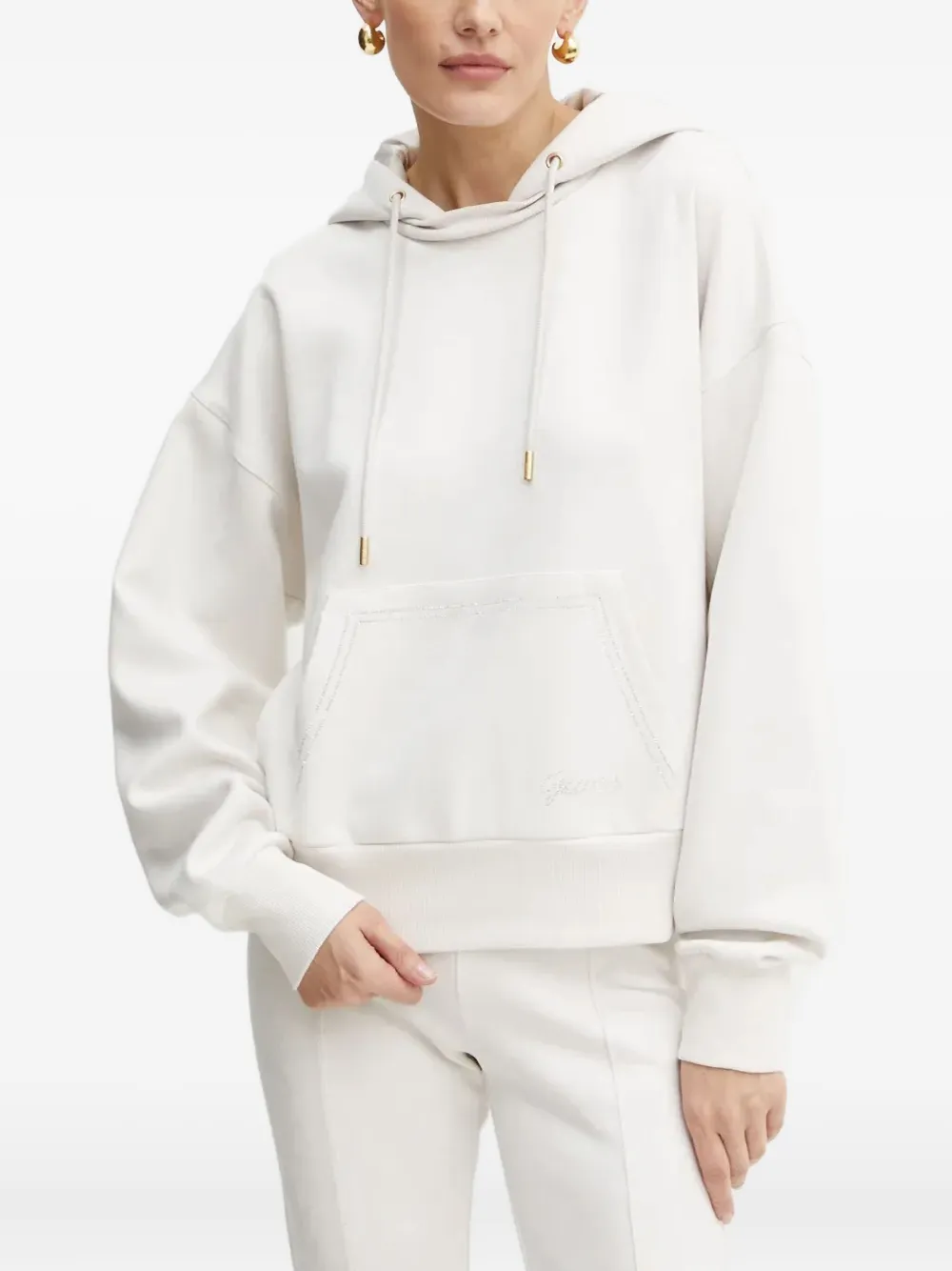 Guess Usa Pocket Hoodie In White