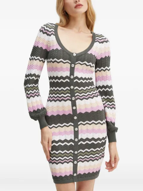 GUESS USA button chevron-pattern midi dress