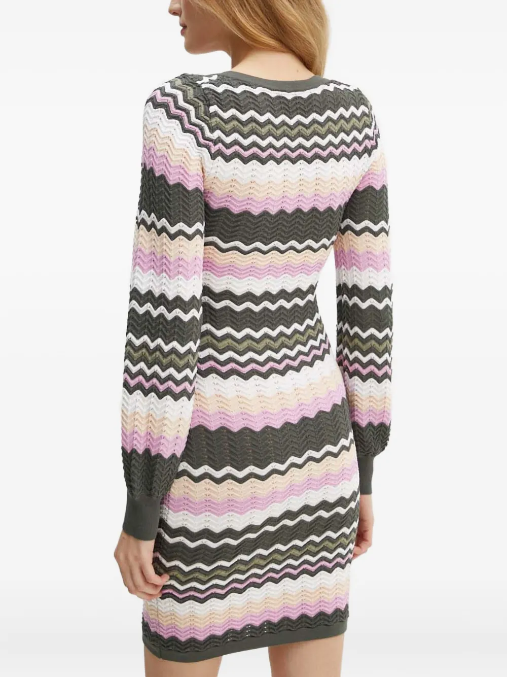 Guess Usa Button Chevron-pattern Midi Dress In Multi