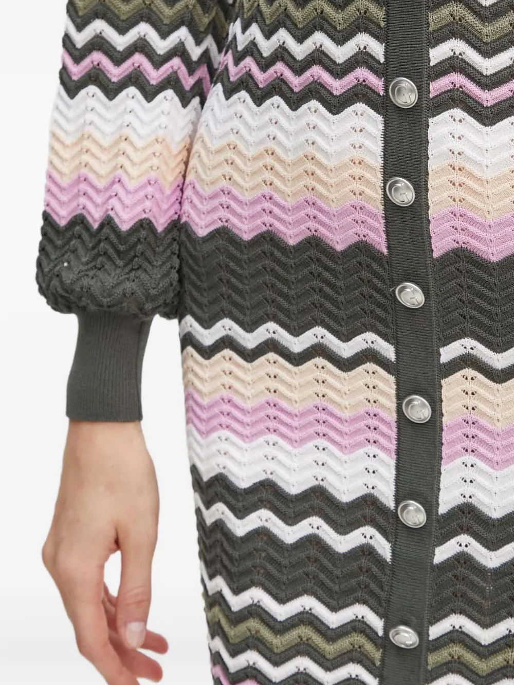 Guess Usa Button Chevron-pattern Midi Dress In Multi