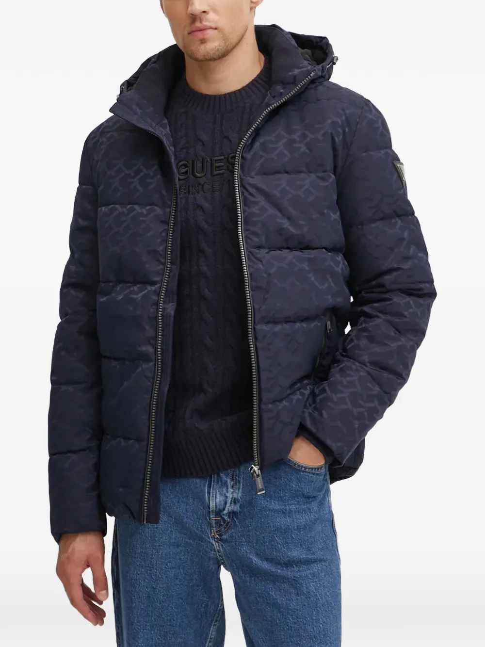 GUESS USA 4G-chain logo puffer jacket | Blue | Image 1