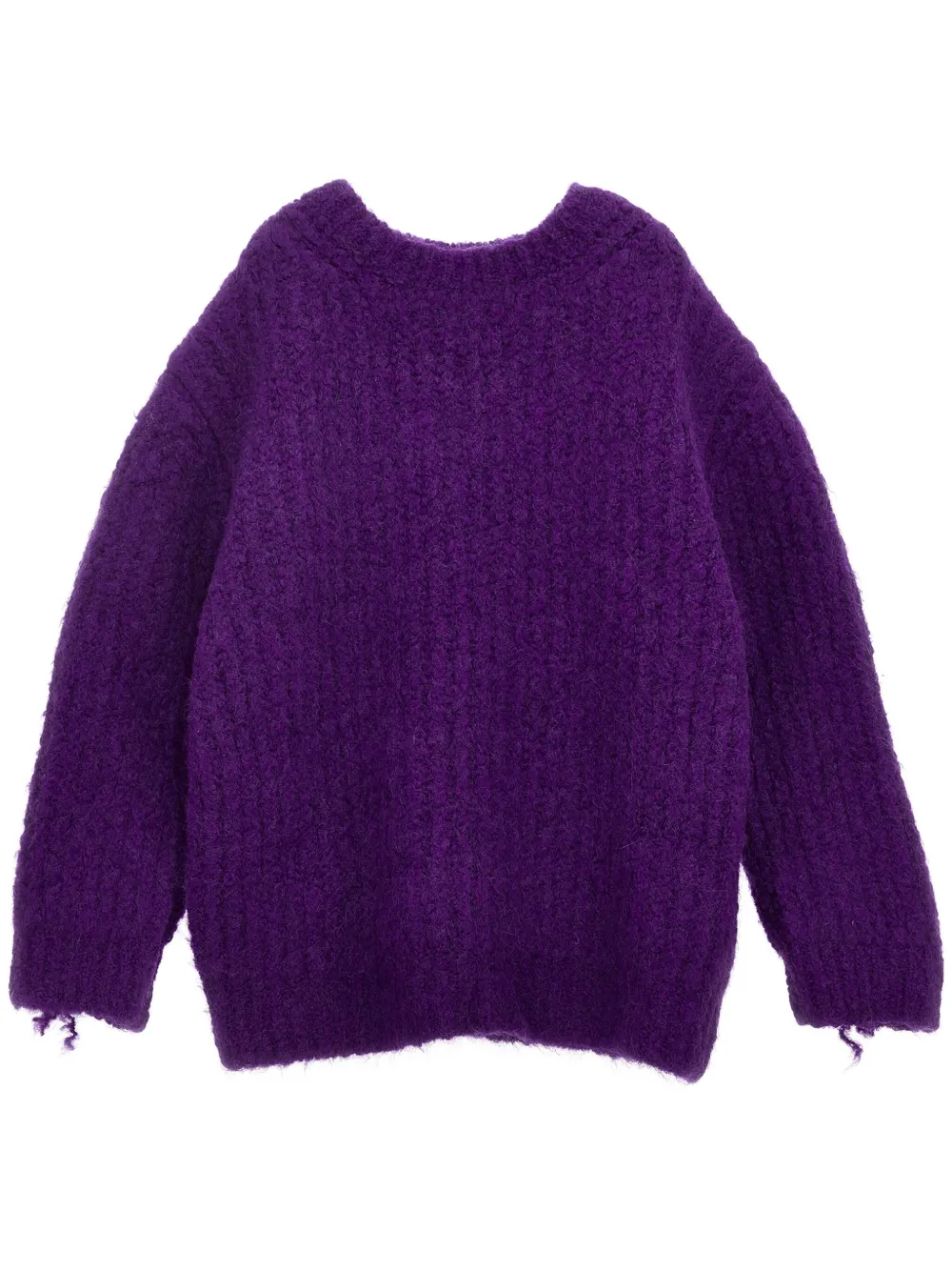 Shop Douuod Ribbed Knit Fringe Sweatshirt In Purple