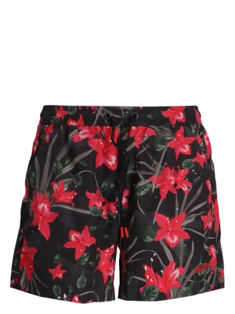 HUGO Bermuda de praia com estampa floral