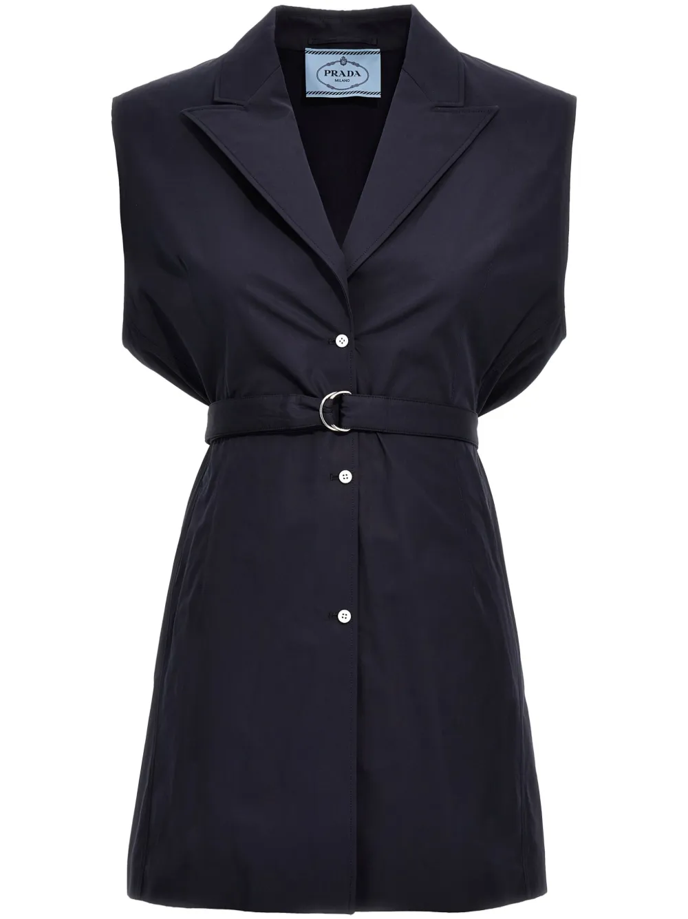 Prada Popeline gilet met ceintuur Blauw