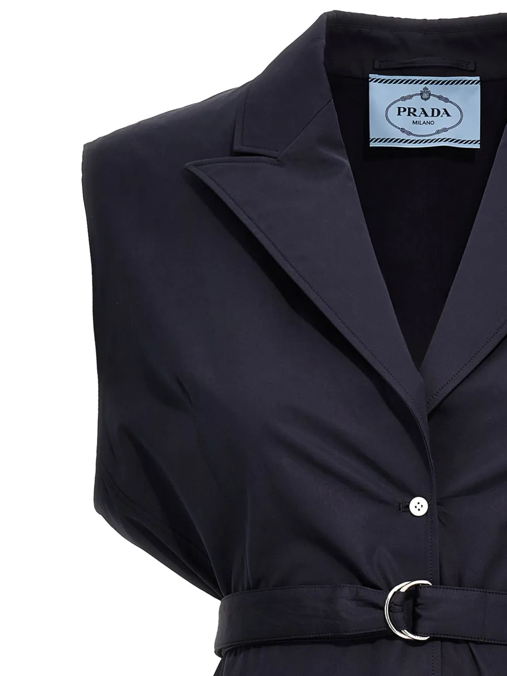Prada Popeline gilet met ceintuur Blauw