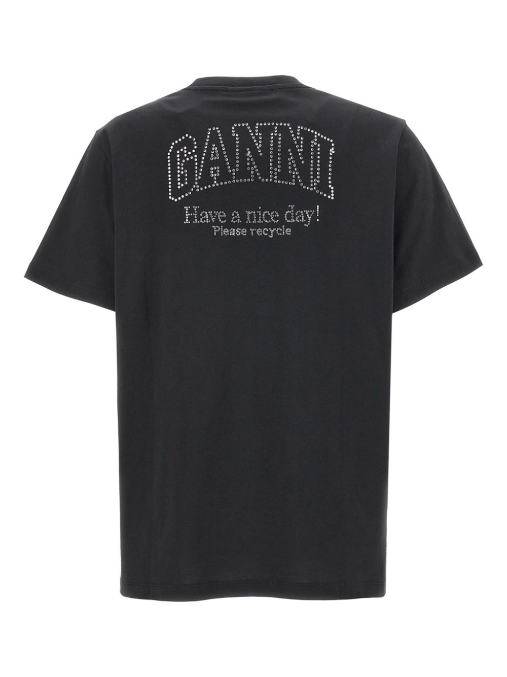 GANNI rhinestone-logo T-shirt - Grijs