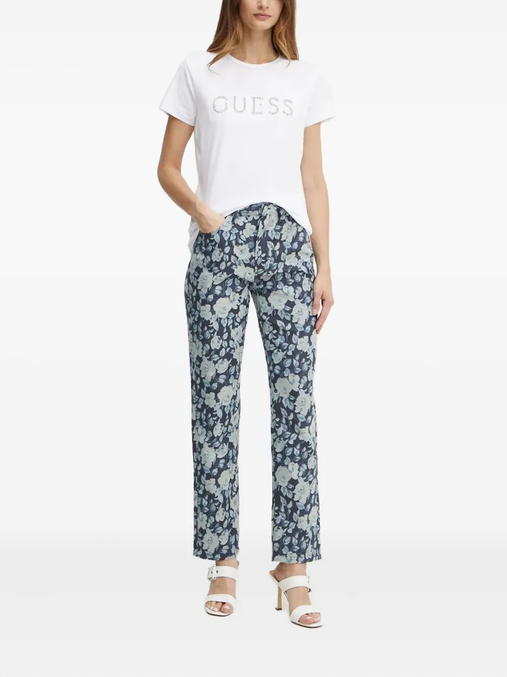 GUESS USA Jeans met bloemen - Blauw